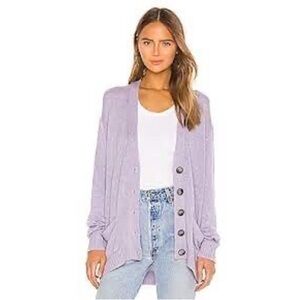 Re/Done 90s Cardigan Sweater In Heather Lilac Wool Blend Oversized Size XS $350
